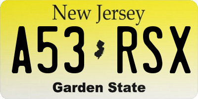 NJ license plate A53RSX
