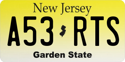NJ license plate A53RTS