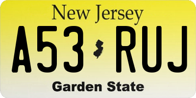 NJ license plate A53RUJ