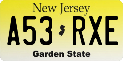 NJ license plate A53RXE