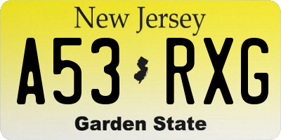 NJ license plate A53RXG