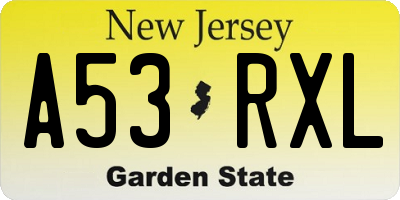 NJ license plate A53RXL