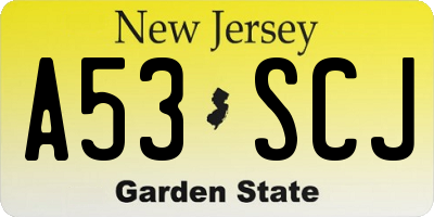 NJ license plate A53SCJ