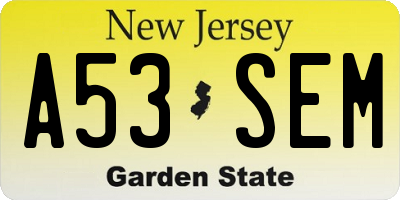 NJ license plate A53SEM
