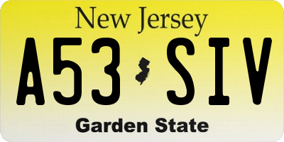 NJ license plate A53SIV