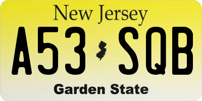 NJ license plate A53SQB
