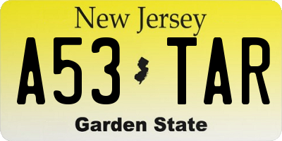 NJ license plate A53TAR