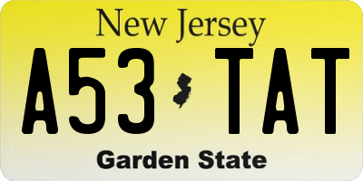 NJ license plate A53TAT