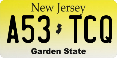 NJ license plate A53TCQ