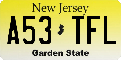NJ license plate A53TFL
