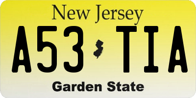 NJ license plate A53TIA