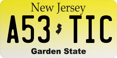 NJ license plate A53TIC