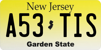 NJ license plate A53TIS