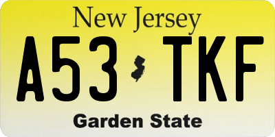 NJ license plate A53TKF
