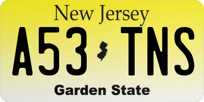 NJ license plate A53TNS