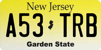 NJ license plate A53TRB