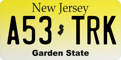 NJ license plate A53TRK
