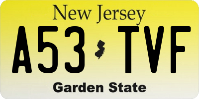 NJ license plate A53TVF