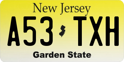 NJ license plate A53TXH