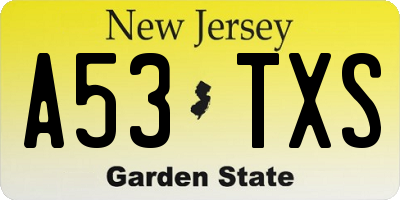 NJ license plate A53TXS