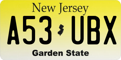 NJ license plate A53UBX