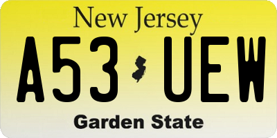 NJ license plate A53UEW