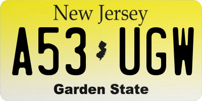 NJ license plate A53UGW