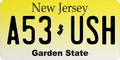 NJ license plate A53USH