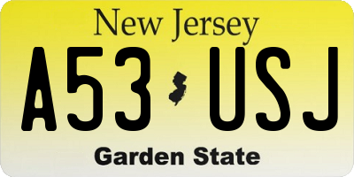 NJ license plate A53USJ