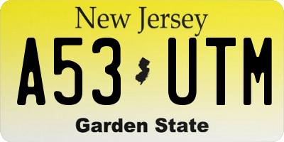 NJ license plate A53UTM