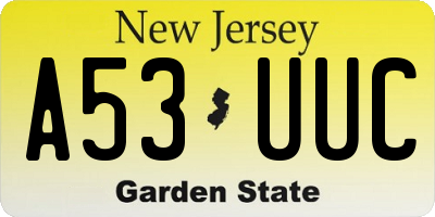 NJ license plate A53UUC