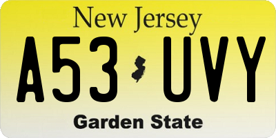 NJ license plate A53UVY