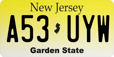 NJ license plate A53UYW