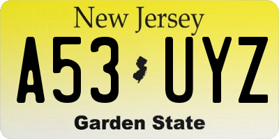NJ license plate A53UYZ