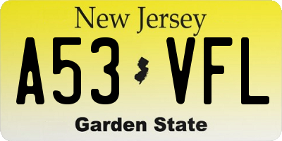 NJ license plate A53VFL