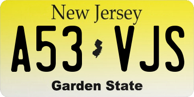 NJ license plate A53VJS
