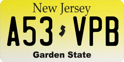NJ license plate A53VPB