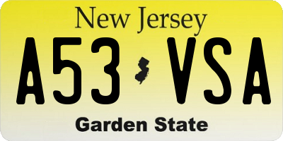 NJ license plate A53VSA