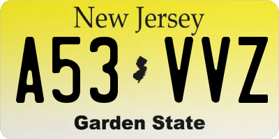 NJ license plate A53VVZ