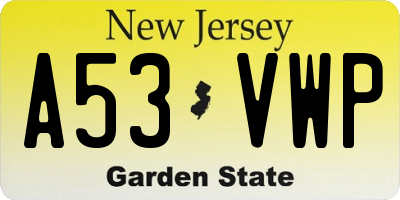 NJ license plate A53VWP