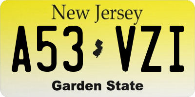 NJ license plate A53VZI