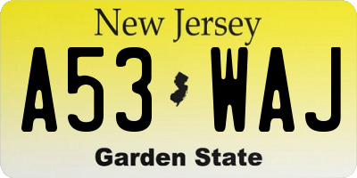 NJ license plate A53WAJ