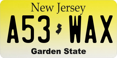 NJ license plate A53WAX
