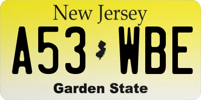 NJ license plate A53WBE