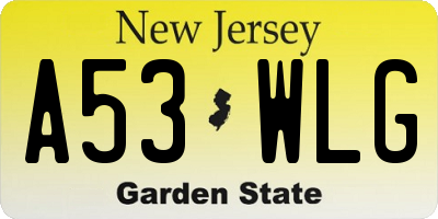 NJ license plate A53WLG