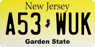 NJ license plate A53WUK