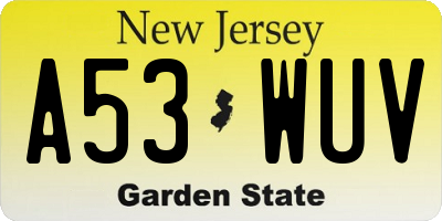NJ license plate A53WUV