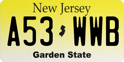 NJ license plate A53WWB