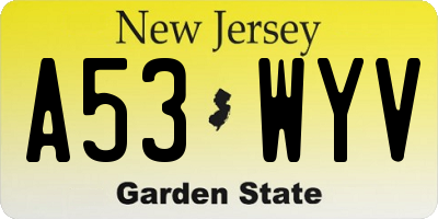NJ license plate A53WYV