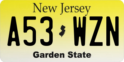 NJ license plate A53WZN